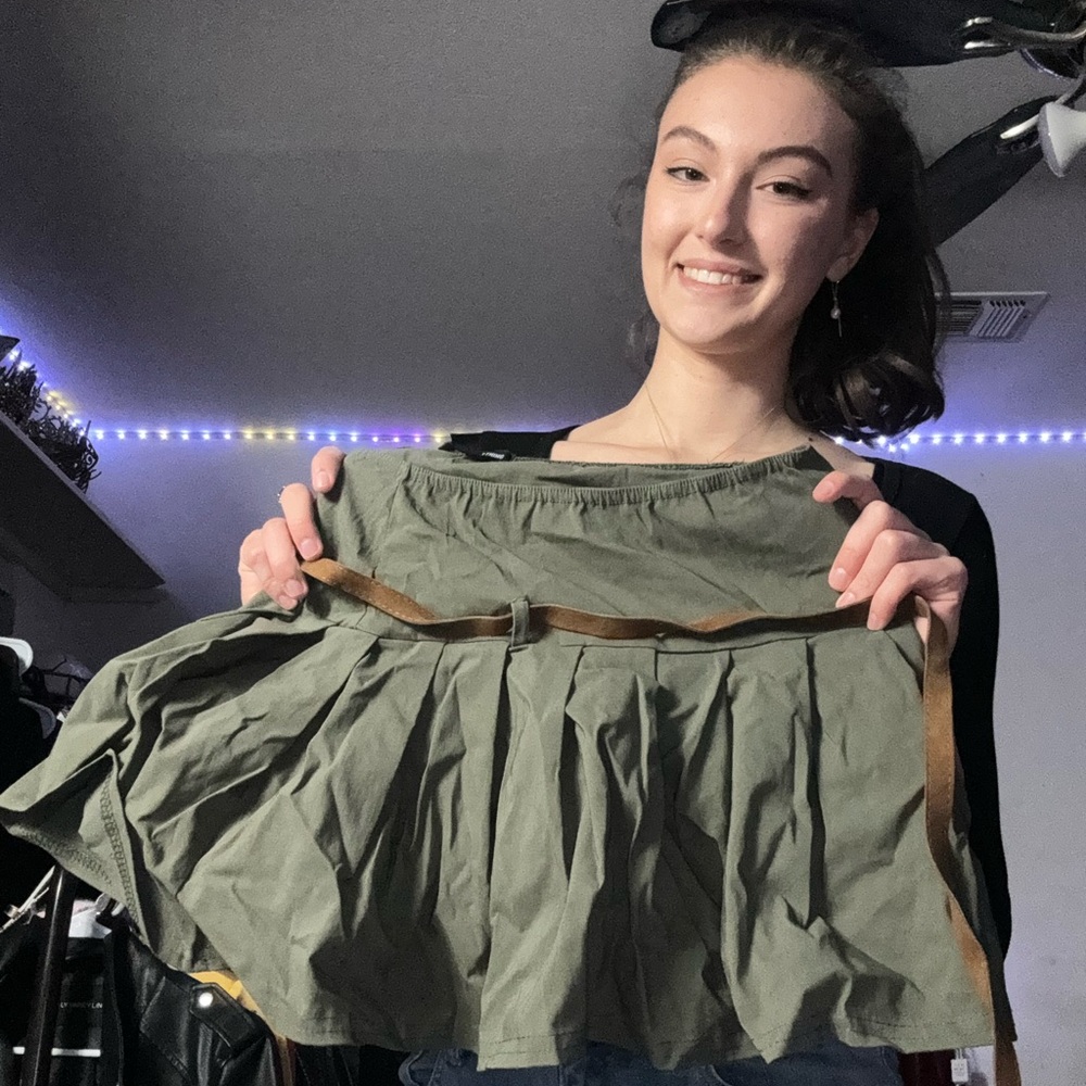 Green mini skirt